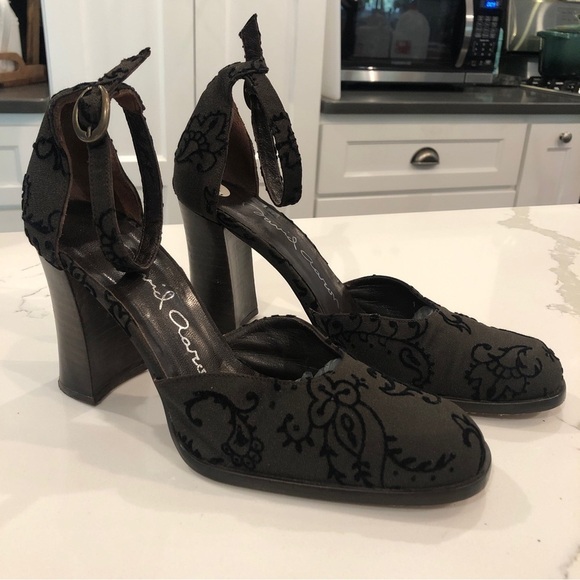 Vintage David Aaron Womens Black Mary Jane Ankle Strap Block Heels Sz 7 Spain - Picture 1 of 14